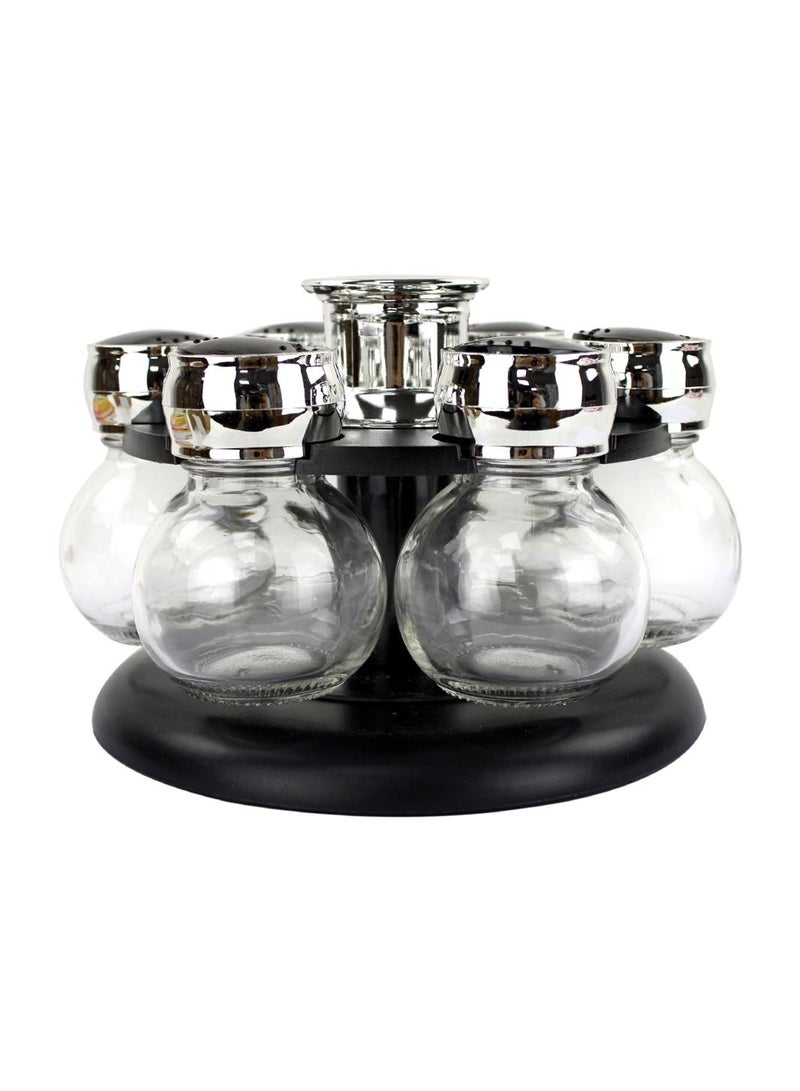 Revolving Spice Rack Spinner Counter Top | Glass Jar Bottles Set of 7 Pcs for Herbs, Salt and More with Rotating Holder | Spice Jar by Home Smart