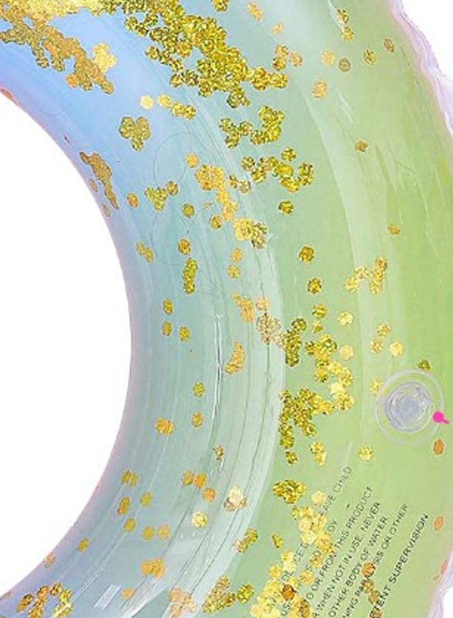 Inflatable Rainbow Glitter Swim Ring Float