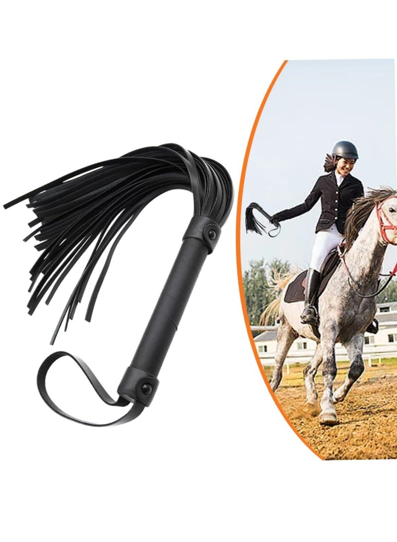 Riding Whip for Racecourse, Faux Leather Riding Crop Equestrian Flogger Shaft Paddle Horse Riding Crop Accessories Equestrian Flogger for Racecourse Horse (Black)