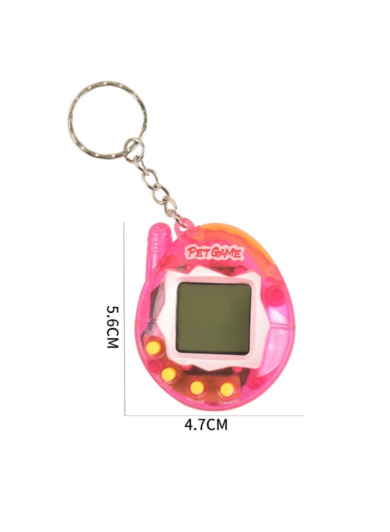 Virtual Pets Keychain, Digital Nostalgic Electronic Pets Keychain, Mini Virtual Pet Development Game Console, Pet Keyring Retro Handheld Game Machine For Boys/girls Adults, (Transparent pink)