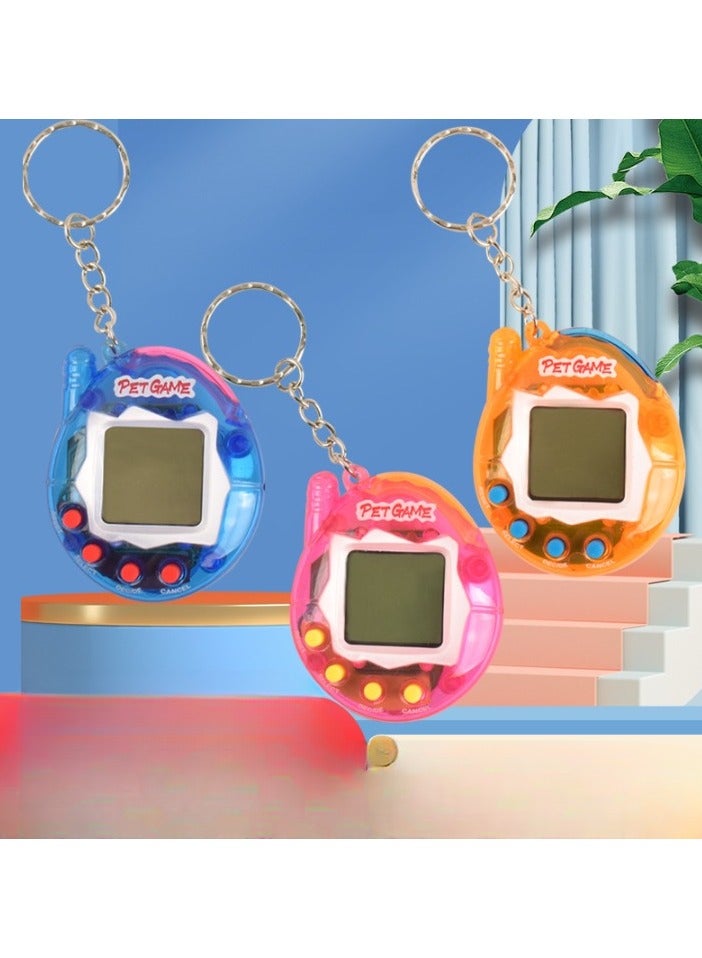 Virtual Pets Keychain, Digital Nostalgic Electronic Pets Keychain, Mini Virtual Pet Development Game Console, Pet Keyring Retro Handheld Game Machine For Boys/girls Adults, (Transparent pink)