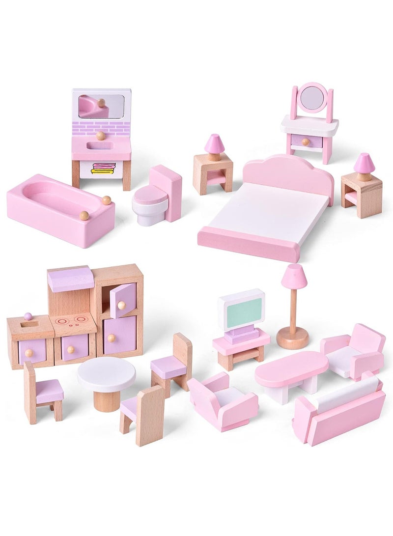 Mini House Furniture Set, durable plastic dollhouse furniture set, role-playing parent-child interactive game, Miniature Doll House Accessories for children, (6305B small bathroom)