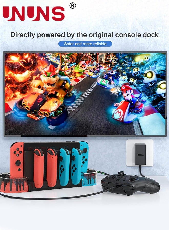 Switch Controller Charging Dock Station For 4 Joy-Cons/20 Game Storage,Switch Charger Dock With 2 Extended OTG Adapter,Switch Charging Stand Station For Nintendo Switch/Switch OLED/Joycons