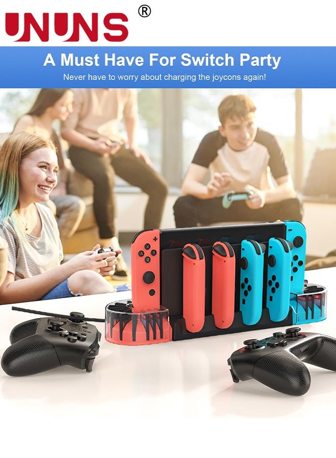 Switch Controller Charging Dock Station For 4 Joy-Cons/20 Game Storage,Switch Charger Dock With 2 Extended OTG Adapter,Switch Charging Stand Station For Nintendo Switch/Switch OLED/Joycons