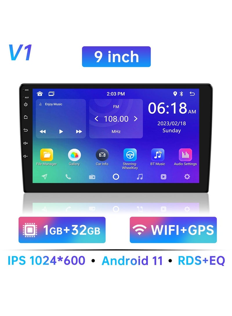 Car Audio Multimedia Player, Android Double Din Car Stereo,  9 Inch HD Touch Screen Car Radio Audio System With GPS Navigation for Hyundai Nissan Toyota Kia, ( 9Inch 1 32G )