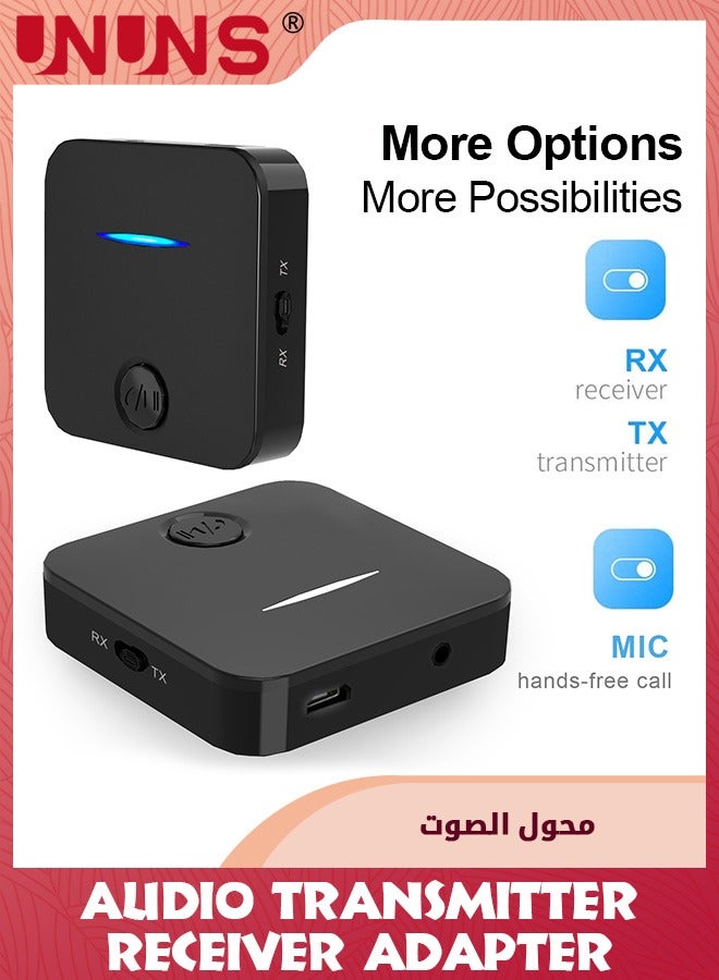 Bluetooth 5.0 Transmitter Receiver for TV/Airplane to 2 Headphones,Wireless Audio Bluetooth Adapter In TX/Out RX,Low Latency,Aux Connector for Home Stereo/Tablet/PC/Gym/Hearing Aid