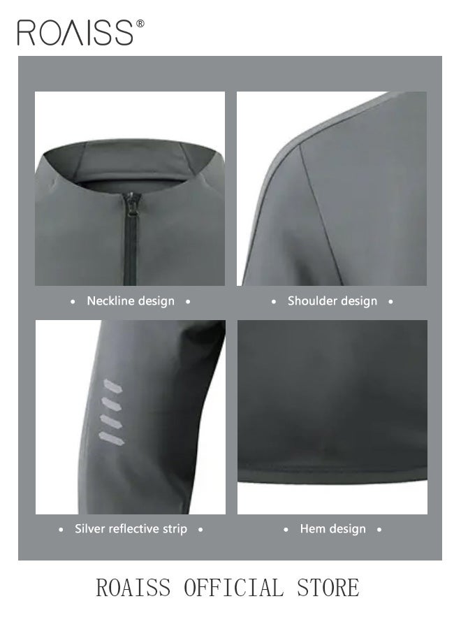 Men Quick Dry and Breathable Round Neck Sweatshirt with Quarter Zip Long Sleeve Athletic Shirts Slim Fit Top for Running Basketball Workout Gym