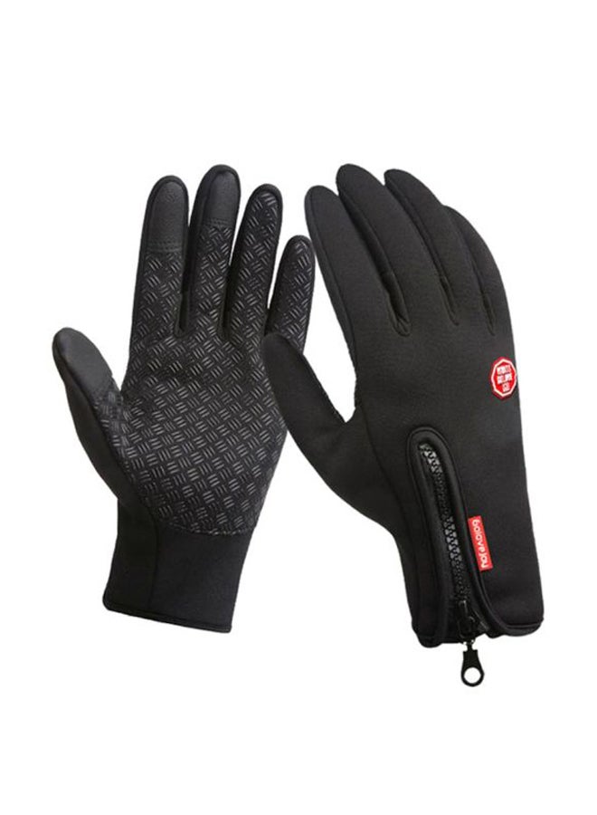 Wind-Resistant Zipper Touch Screen Gloves Black
