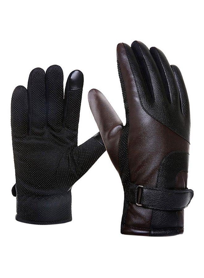 Wind-Resistant Gloves Black/Brown