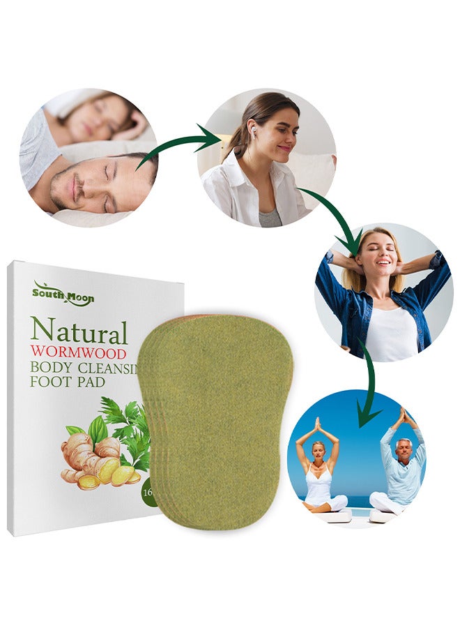 16PCS Natural Wormwood Body Cleansing Foot Pad, Improves Sleep Quality, Relieves Stress and Fatigue, Boosts Energy, Safe And Easy To Use