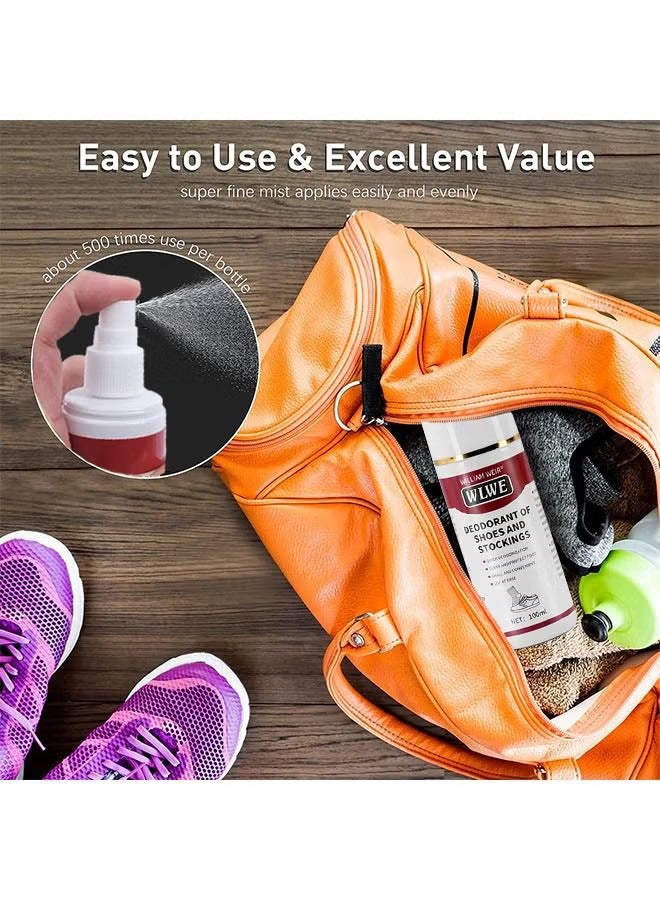 100ML Foot Care Shoe Odor Eliminator Deodorizer Spray And Removes Bad Smells Of Boots Heels Tennis Shoe Cleats Sneakers Ballet Shoe Sports Shoes And More