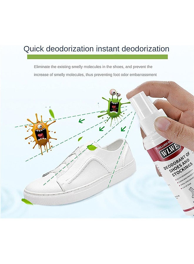 100ML Foot Care Shoe Odor Eliminator Deodorizer Spray And Removes Bad Smells Of Boots Heels Tennis Shoe Cleats Sneakers Ballet Shoe Sports Shoes And More
