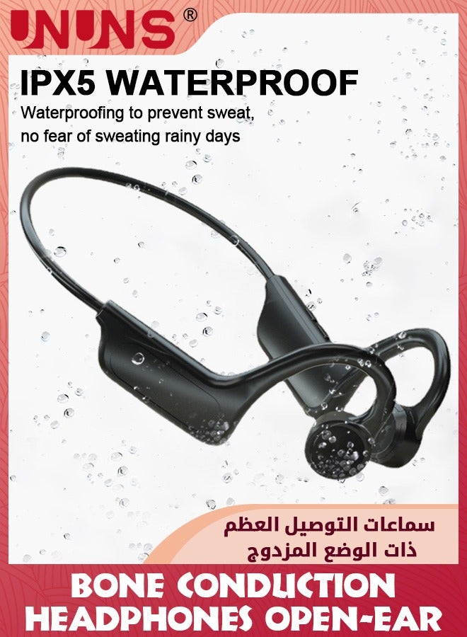 Bone Conduction Headphones,Wireless Bluetooth 5.0 Open Ear Headphone,IPX6 Waterproof Headset With Microphone,Support TF Card,Long Battery Life,Sport Earphones For Runners Fitness Cycling