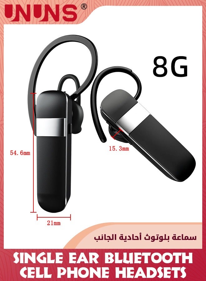 Bluetooth Headset,V5.0 Wireless Handsfree Earpiece With Microphone,Noise Canceling,Clear Conversations,Single Ear Bluetooth Headsets For iPhone Android Samsung Home Office Trucker Driver, Black