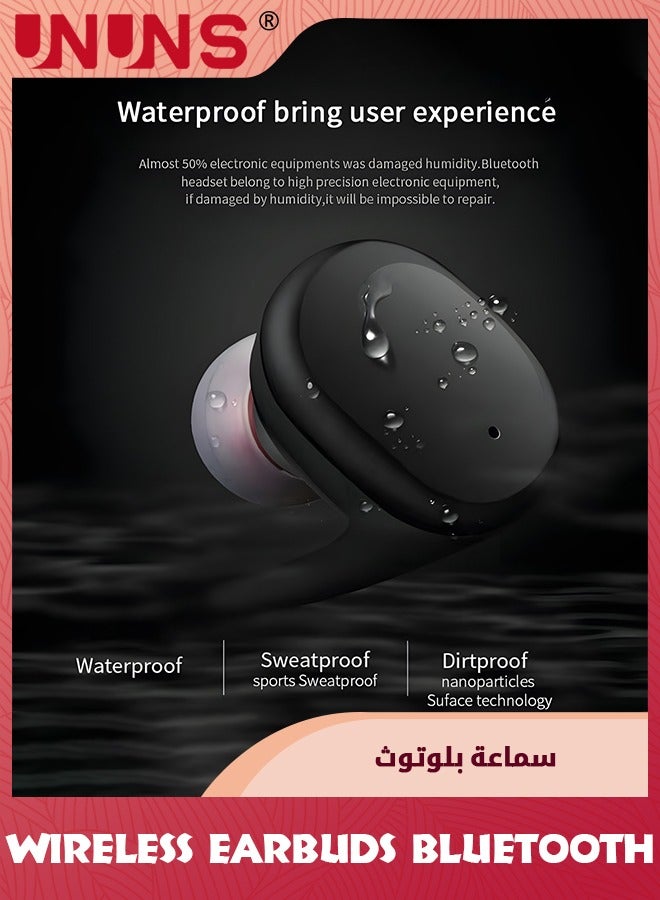 Wireless Earbuds Bluetooth Headphones With Charging Case,32H Playback,In-Ear Earphones Waterproof Buds Built Mic Stereo Bass For iPhone Samsung Android Sport Workout Gym,Black