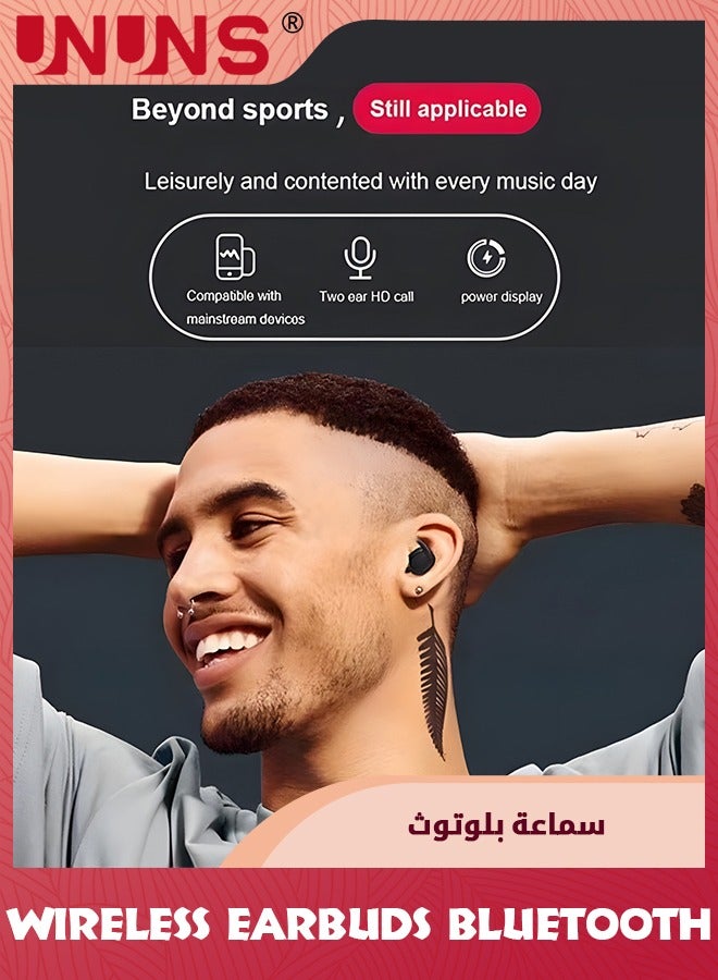 Wireless Earbuds Bluetooth Headphones With Charging Case,32H Playback,In-Ear Earphones Waterproof Buds Built Mic Stereo Bass For iPhone Samsung Android Sport Workout Gym,Black
