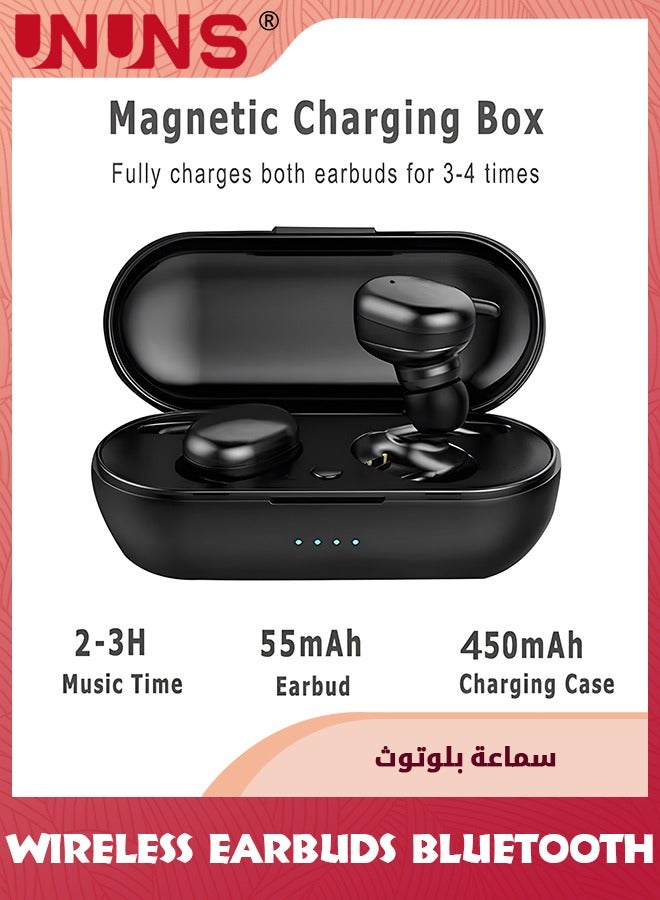 Wireless Earbuds Bluetooth Headphones With Charging Case,32H Playback,In-Ear Earphones Waterproof Buds Built Mic Stereo Bass For iPhone Samsung Android Sport Workout Gym,Black