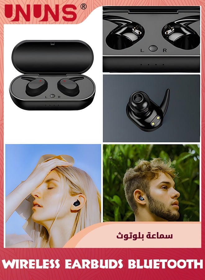 Wireless Earbuds Bluetooth Headphones With Charging Case,32H Playback,In-Ear Earphones Waterproof Buds Built Mic Stereo Bass For iPhone Samsung Android Sport Workout Gym,Black
