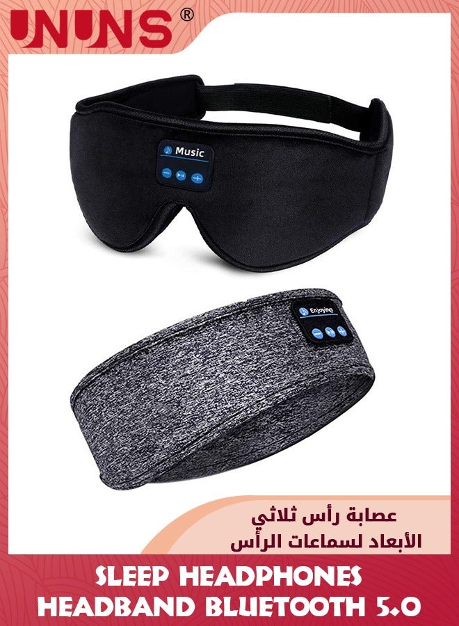 Sleep Headphones Bluetooth 5.2 Sports Headband,Wireless Music Sleep Eye Mask Earbuds,Cool Gadgets Gift For Side Sleepers/ Workout/Running/Insomnia/Travel/Yoga/Office,Pack Of 2