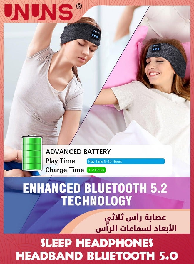 Sleep Headphones Bluetooth 5.2 Sports Headband,Wireless Music Sleep Eye Mask Earbuds,Cool Gadgets Gift For Side Sleepers/ Workout/Running/Insomnia/Travel/Yoga/Office,Pack Of 2