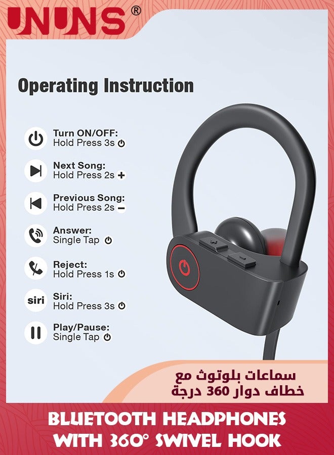 Bluetooth Headphones,Sport Headphones HD Bass Sound Wireless Headphones,IPX7 Waterproof Bluetooth 5.0 Wireless Earbuds Sound Isolation Headsets For Running,Cycling,Gym