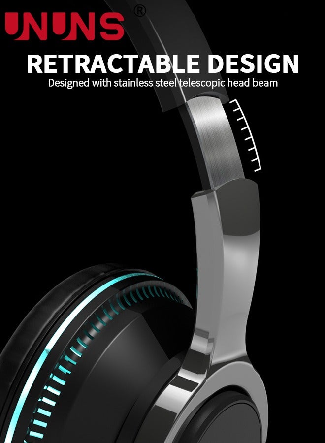 Bluetooth Headphones Over Ear,Foldable Wireless Headphones With 6 EQ Modes,HiFi Stereo Headset Built-in Mic,Soft Ear Pads,TF, Volume Control, FM For Phone PC Home Office