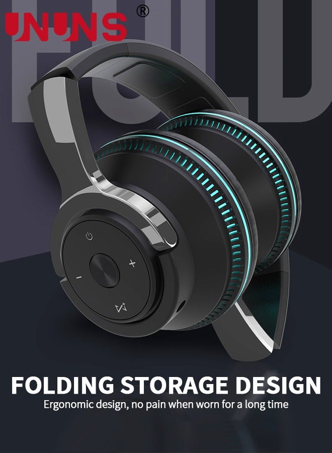 Bluetooth Headphones Over Ear,Foldable Wireless Headphones With 6 EQ Modes,HiFi Stereo Headset Built-in Mic,Soft Ear Pads,TF, Volume Control, FM For Phone PC Home Office