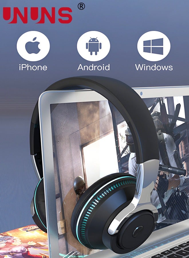 Bluetooth Headphones Over Ear,Foldable Wireless Headphones With 6 EQ Modes,HiFi Stereo Headset Built-in Mic,Soft Ear Pads,TF, Volume Control, FM For Phone PC Home Office