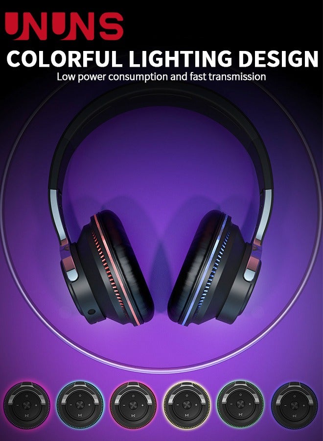 Bluetooth Headphones Over Ear,Foldable Wireless Headphones With 6 EQ Modes,HiFi Stereo Headset Built-in Mic,Soft Ear Pads,TF, Volume Control, FM For Phone PC Home Office