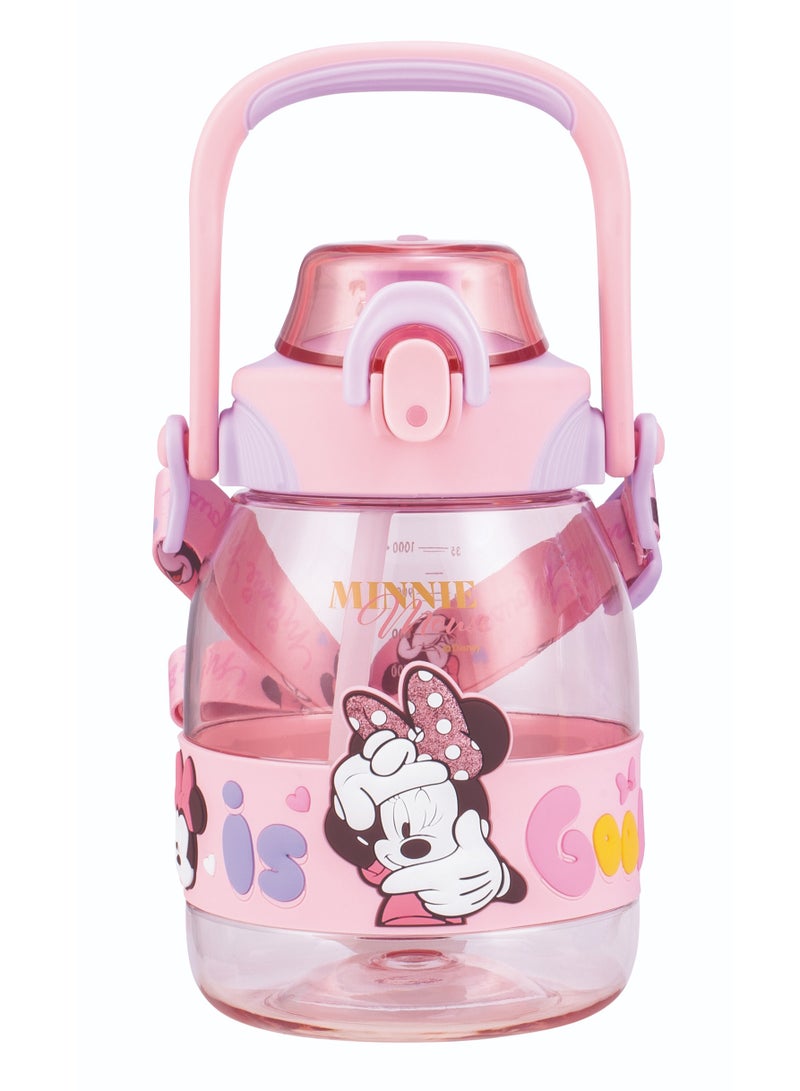 Minnie Mouse Pink Leak-Proof Portable Reusable Water Bottle - Ideal for Men, Women, Kids, Students - Perfect for Camping, Office, School, Gym, and Workouts