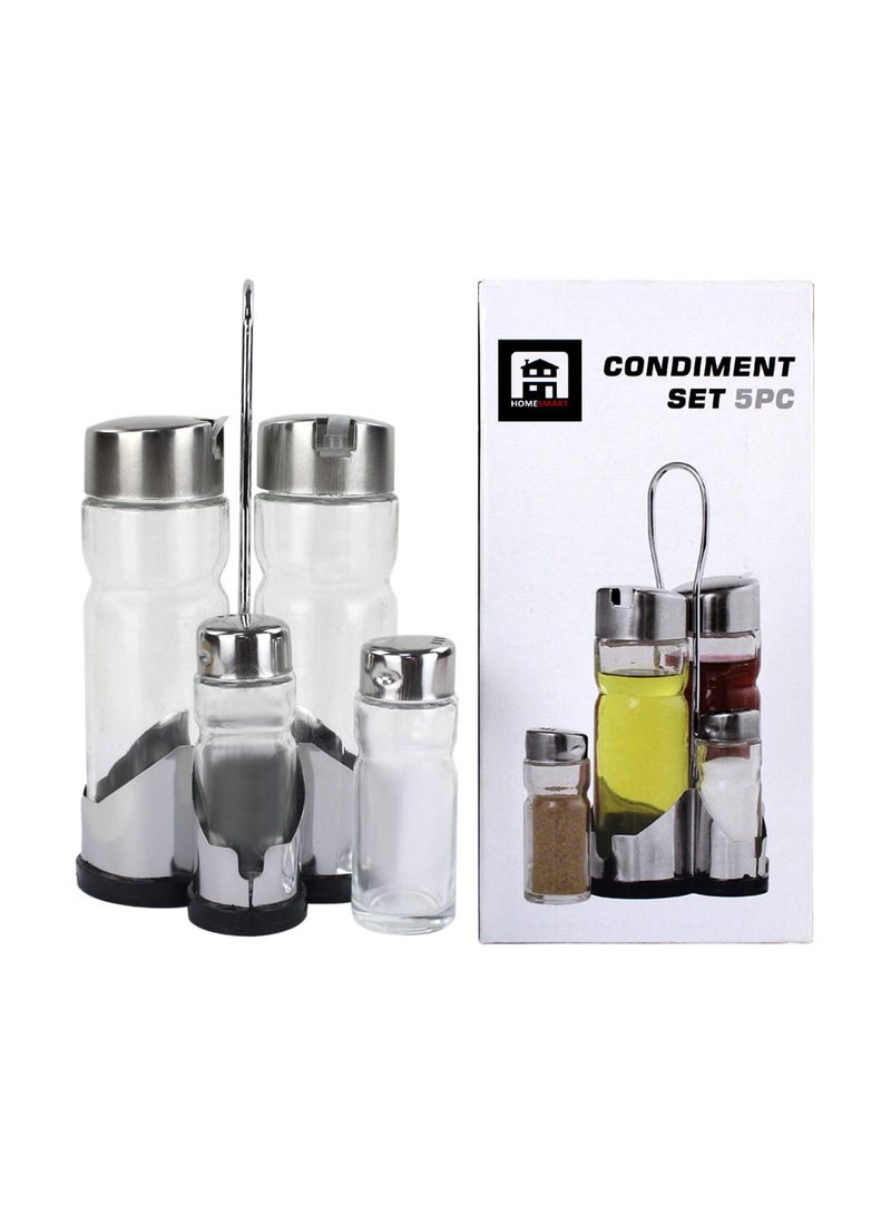 Spices Condiment Salt and Pepper shakers Cooking Set Stainless Steel 5 Pcs for Salt Pepper Shakers Scorpion Pepper and More Salt Shaker by Home Smart