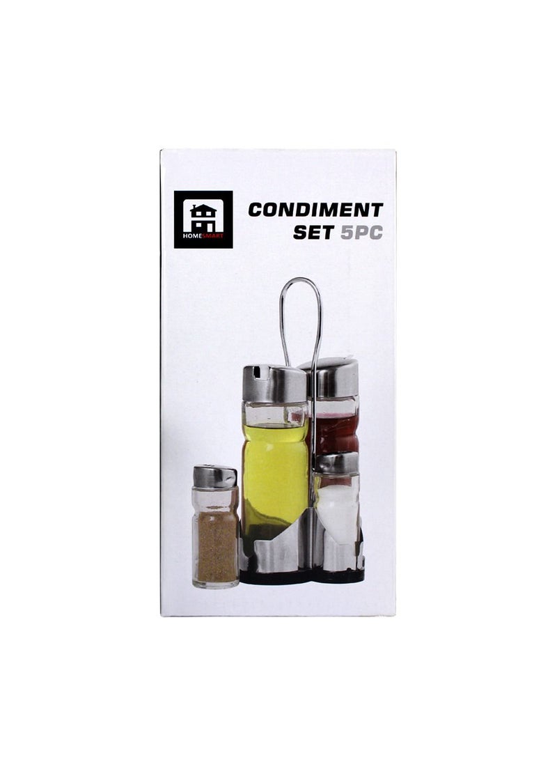 Spices Condiment Salt and Pepper shakers Cooking Set Stainless Steel 5 Pcs for Salt Pepper Shakers Scorpion Pepper and More Salt Shaker by Home Smart