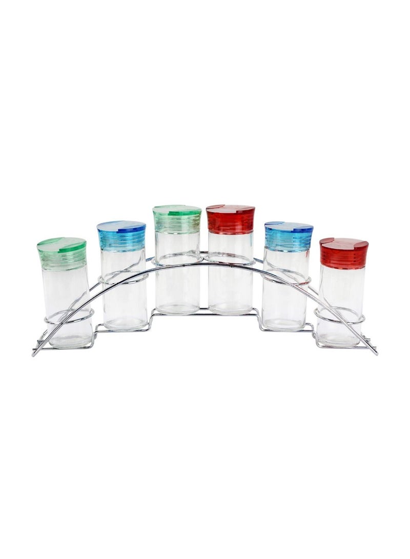 Home Smart Spice Rack Glass Jar Set for Herbs Salt and More