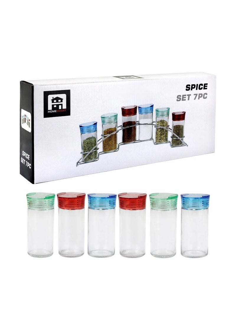 Home Smart Spice Rack Glass Jar Set for Herbs Salt and More