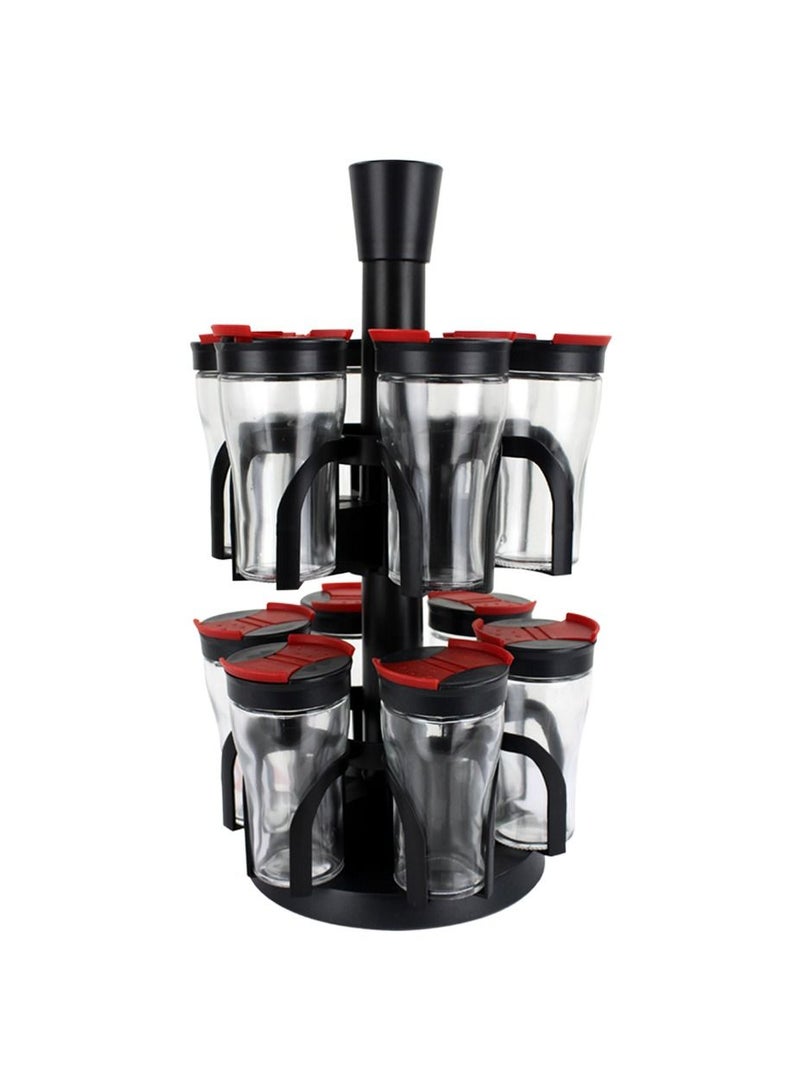Revolving Spice Rack Spinner Counter Top Glass Jar Bottles Set of 13 Pcs for Herbs, Salt and More with Rotating Holder Spice Rack by Home Smart