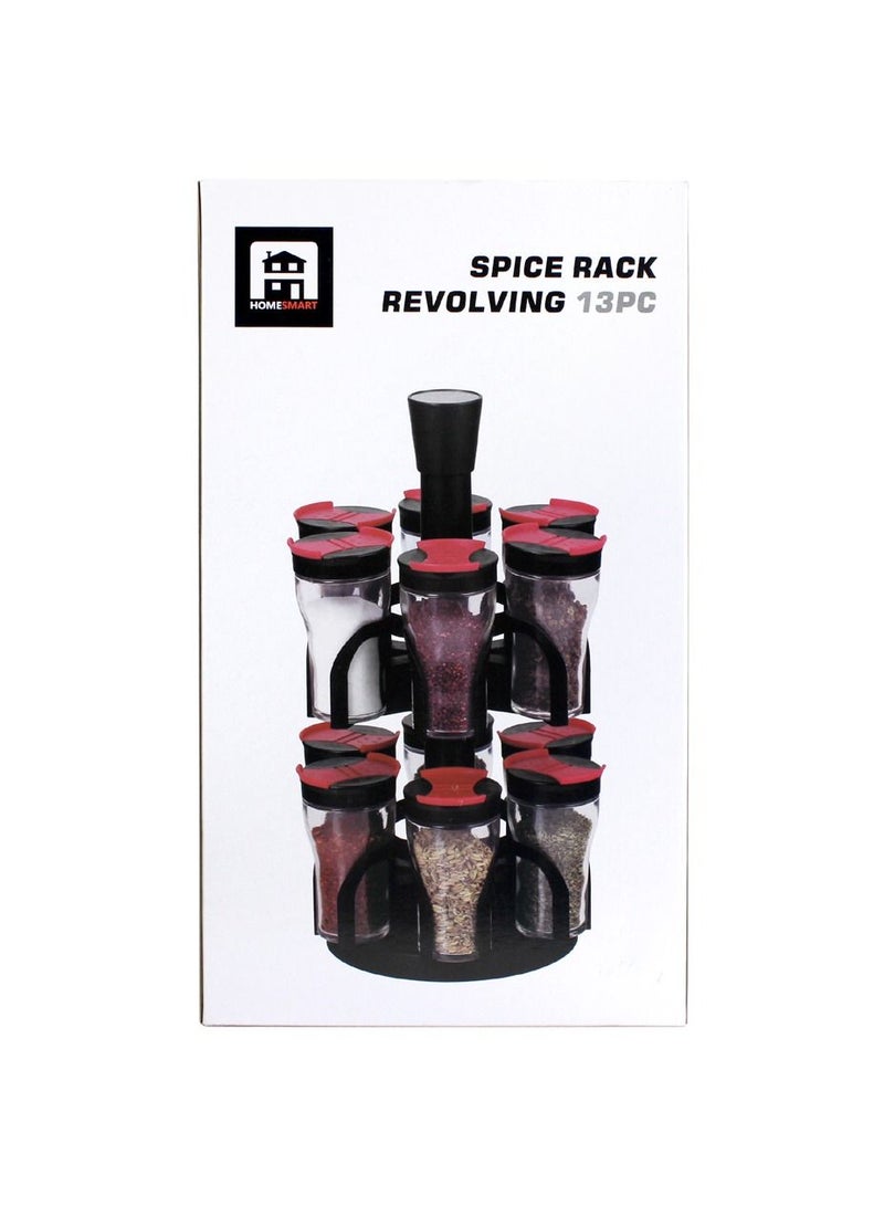 Revolving Spice Rack Spinner Counter Top Glass Jar Bottles Set of 13 Pcs for Herbs, Salt and More with Rotating Holder Spice Rack by Home Smart