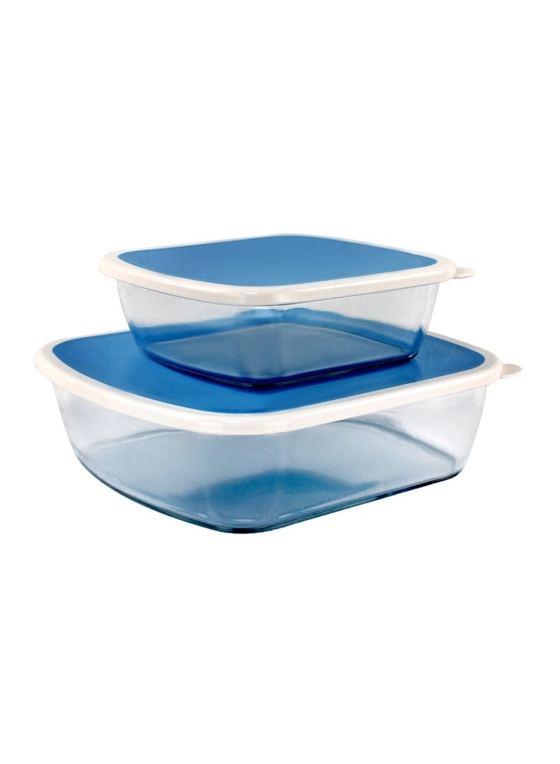 Glass Airtight Food Container Lid | Borosilicate Glass Casserole Rectangle 2pc with Lid 1.2L / 2.9L | By Home Smart