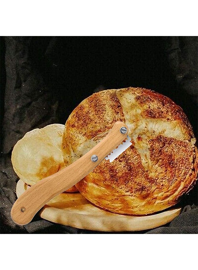 Bread Slicer, Bread Lame Wooden Handle Bread Slashing Tool Dough Scoring Knife, Made Of Wooden And Stainless, Ergonomic Design With 5 Pieces Replaceable Blades For Bread Making Kitchen Accessories