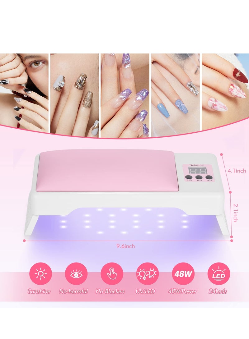 UV LED Nail Lamp, Manicure Nail Cushion Nail Dryer with Arm Rest Pillow, for Professional Manicure Salon,Nails, Polish, Curing, Pedicure,Nail Arts Tools