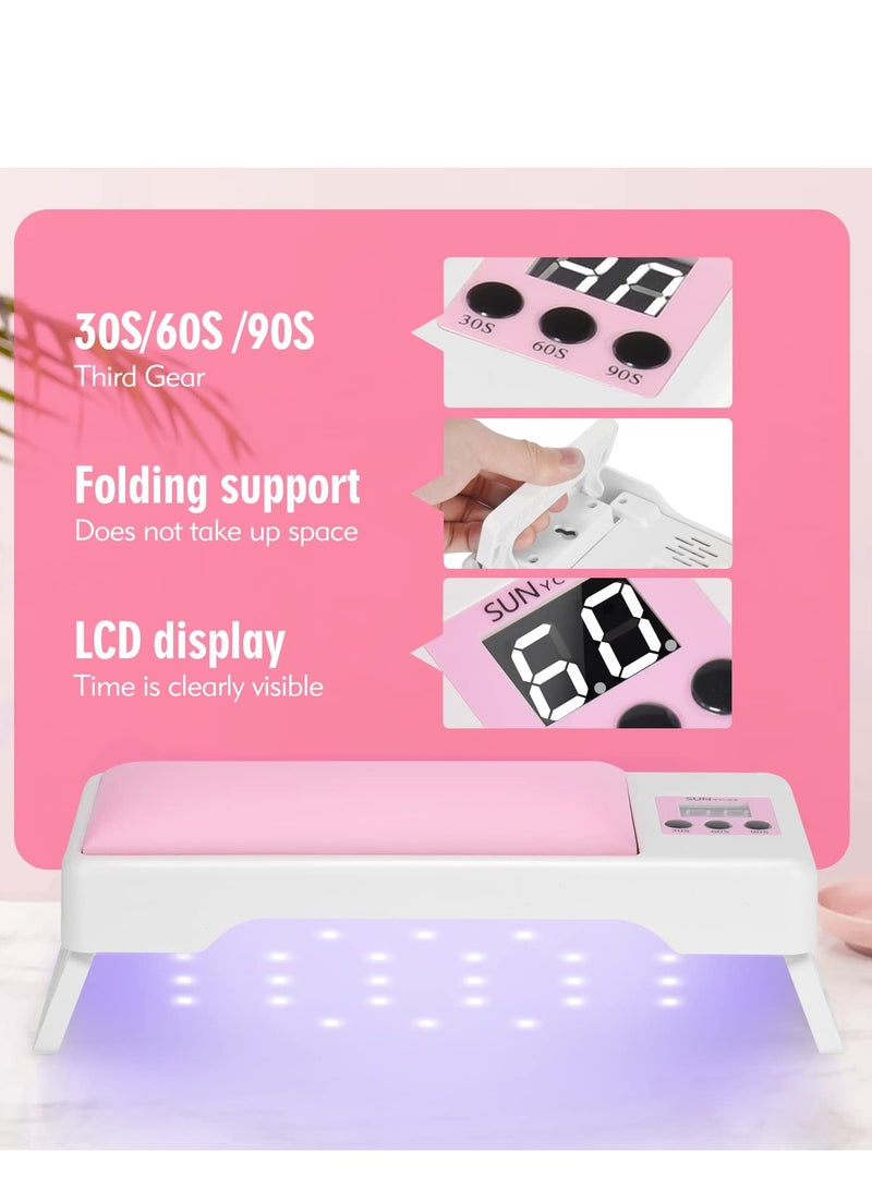UV LED Nail Lamp, Manicure Nail Cushion Nail Dryer with Arm Rest Pillow, for Professional Manicure Salon,Nails, Polish, Curing, Pedicure,Nail Arts Tools