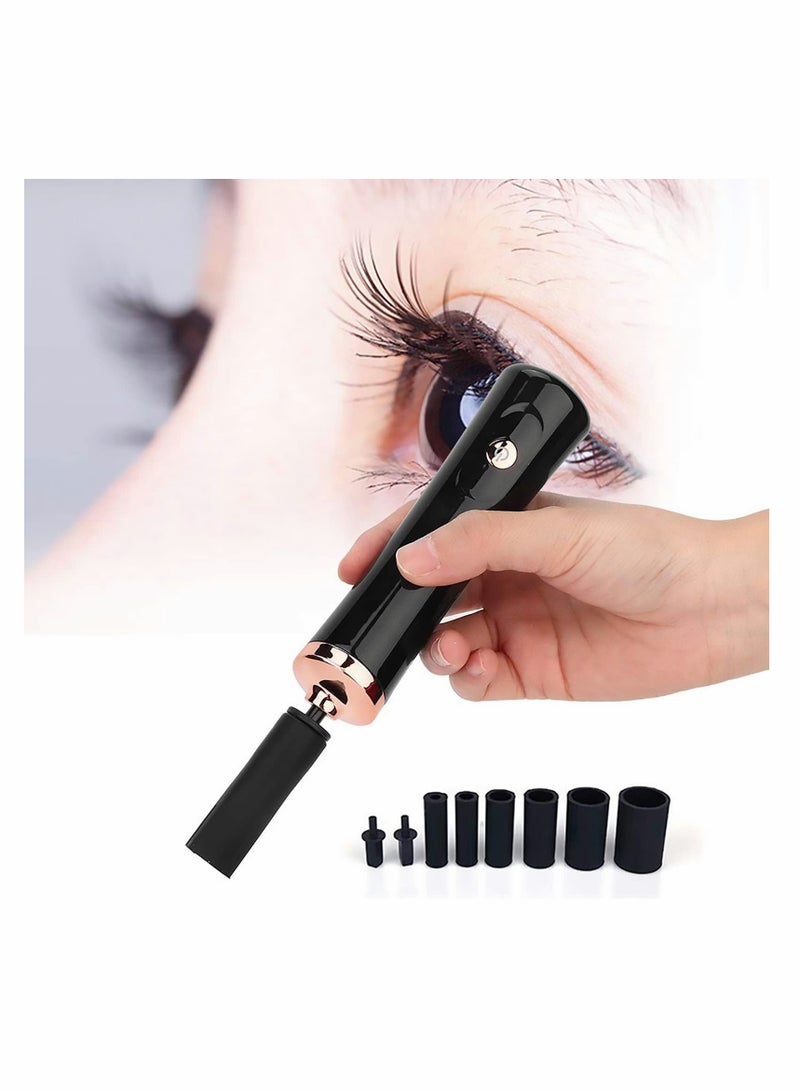 Electric Nail Lacquer Shaker Eyelash Lacquer Shaker, for Eyelash Extensions, Eyelash Glue Shaker with 2 Connectors and 6 Sizes of Caliber Liquid Evenly Mixer (Black)