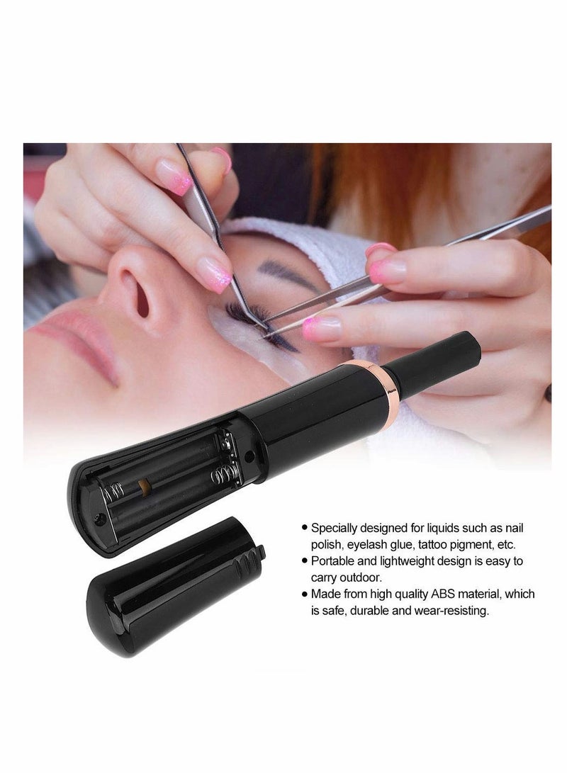 Electric Nail Lacquer Shaker Eyelash Lacquer Shaker, for Eyelash Extensions, Eyelash Glue Shaker with 2 Connectors and 6 Sizes of Caliber Liquid Evenly Mixer (Black)