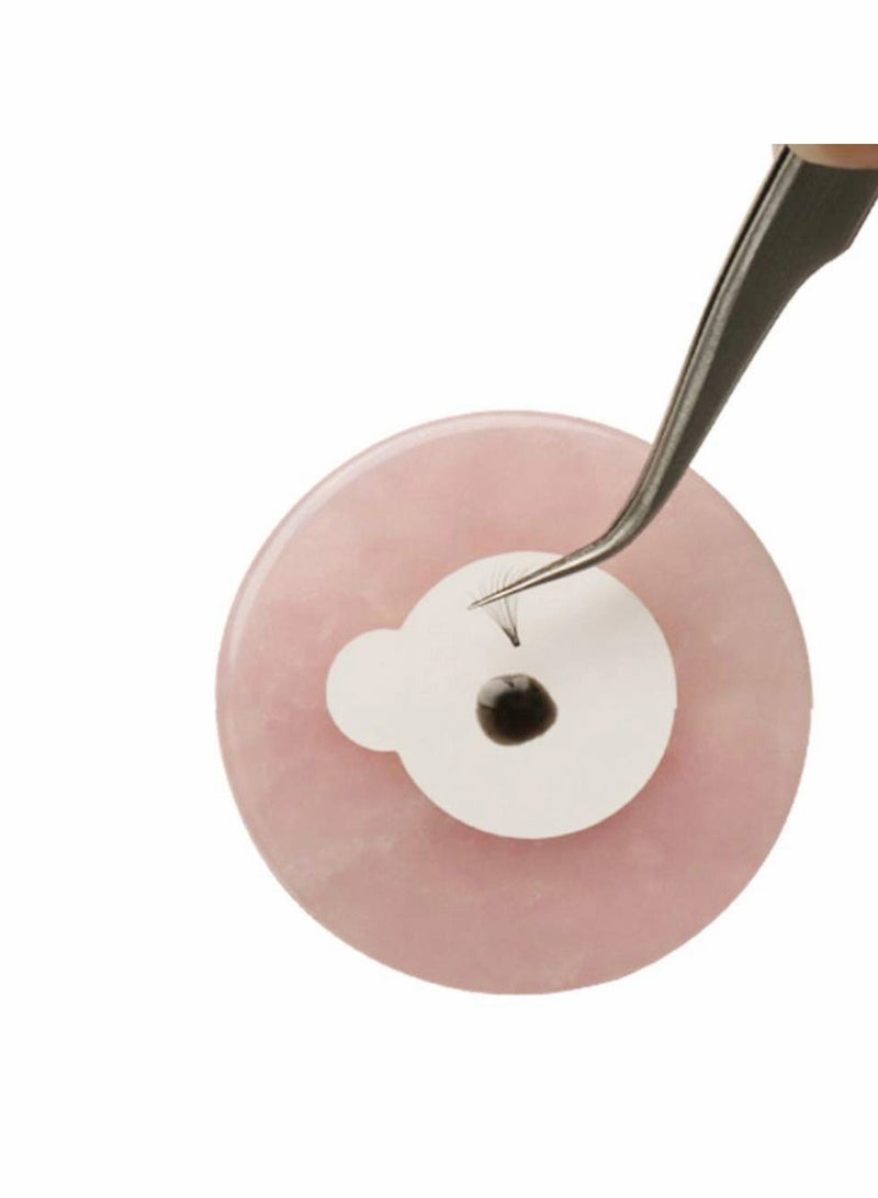 2Pcs Eyelash Glue Jade Stone Holder, Pink Pallet Round Adhesive Eyelash Extension Jade Stone Holder Eyelash Pad - 2 Inch