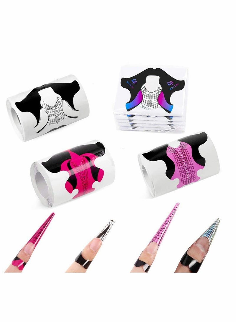 Nail Form Tips, Shape Nail Art Acrylic Extension Nail Forms Stickers Extension Builder Form Stencil Manicure Tool DIY Home Salon Supplies-400 Pcs