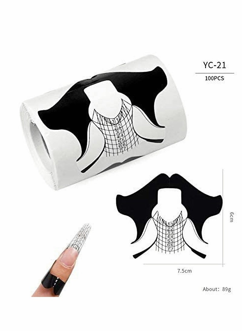 Nail Form Tips, Shape Nail Art Acrylic Extension Nail Forms Stickers Extension Builder Form Stencil Manicure Tool DIY Home Salon Supplies-400 Pcs