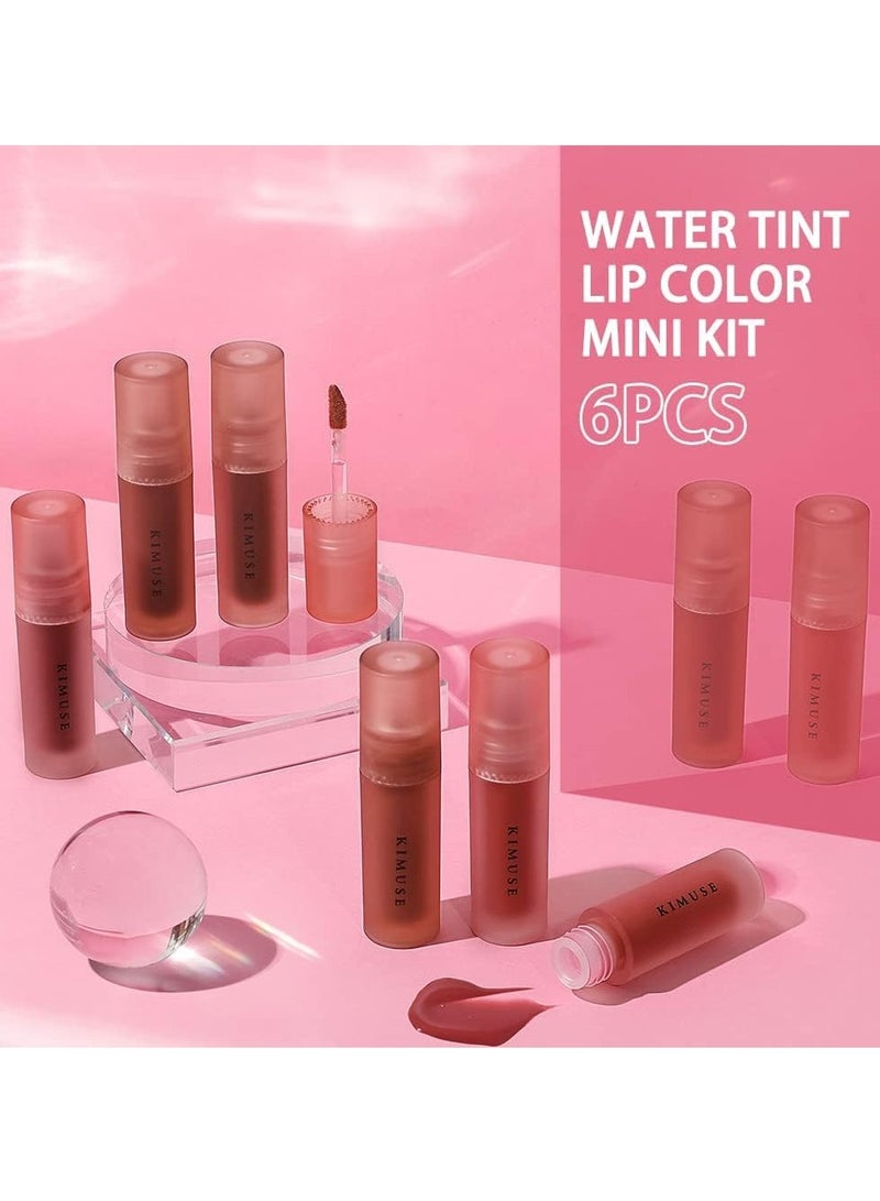 Water Gel Lip Tint 6 Colors Set, Highly Pigmented Long Lasting Moisturizing Glossy Lip Tint Stains, Hydrate Lightweight Lip Gloss Makeup