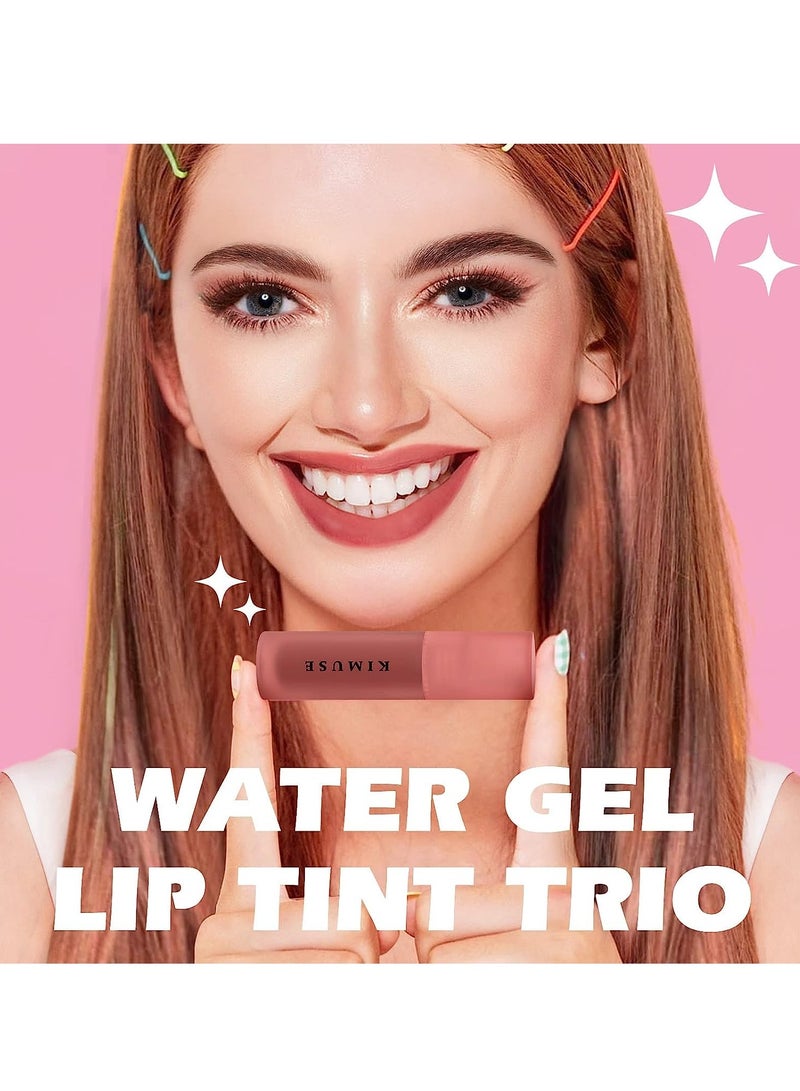 Water Gel Lip Tint 6 Colors Set, Highly Pigmented Long Lasting Moisturizing Glossy Lip Tint Stains, Hydrate Lightweight Lip Gloss Makeup