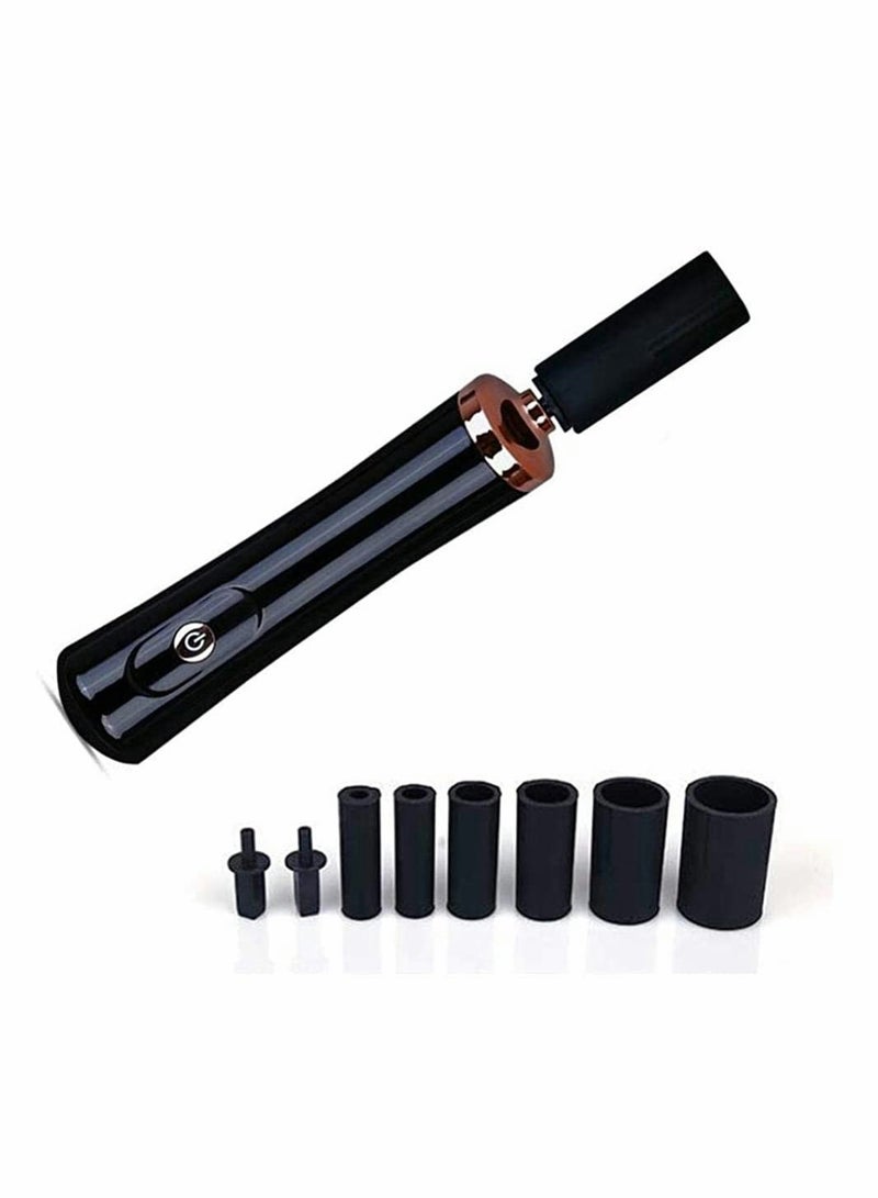 Electric Nail Lacquer Shaker Eyelash Lacquer Shaker, for Eyelash Extensions, Eyelash Glue Shaker with 2 Connectors and 6 Sizes of Caliber Liquid Evenly Mixer (Black)
