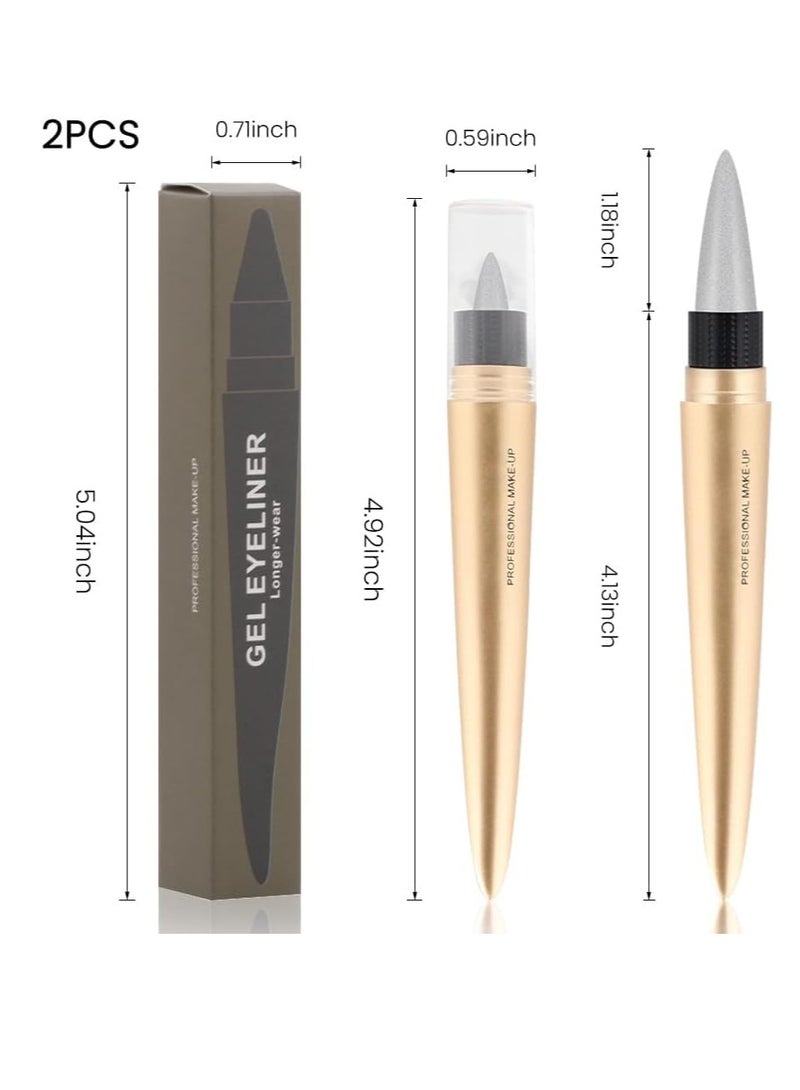 Gel Eyeliner Pen Matte Waterproof Gel Eyeliner Pencil Set in Brown and Silver Easy to Use Eye Makeup Kit Long Lasting Sharpenable Eyeliner Pencil 2Pcs