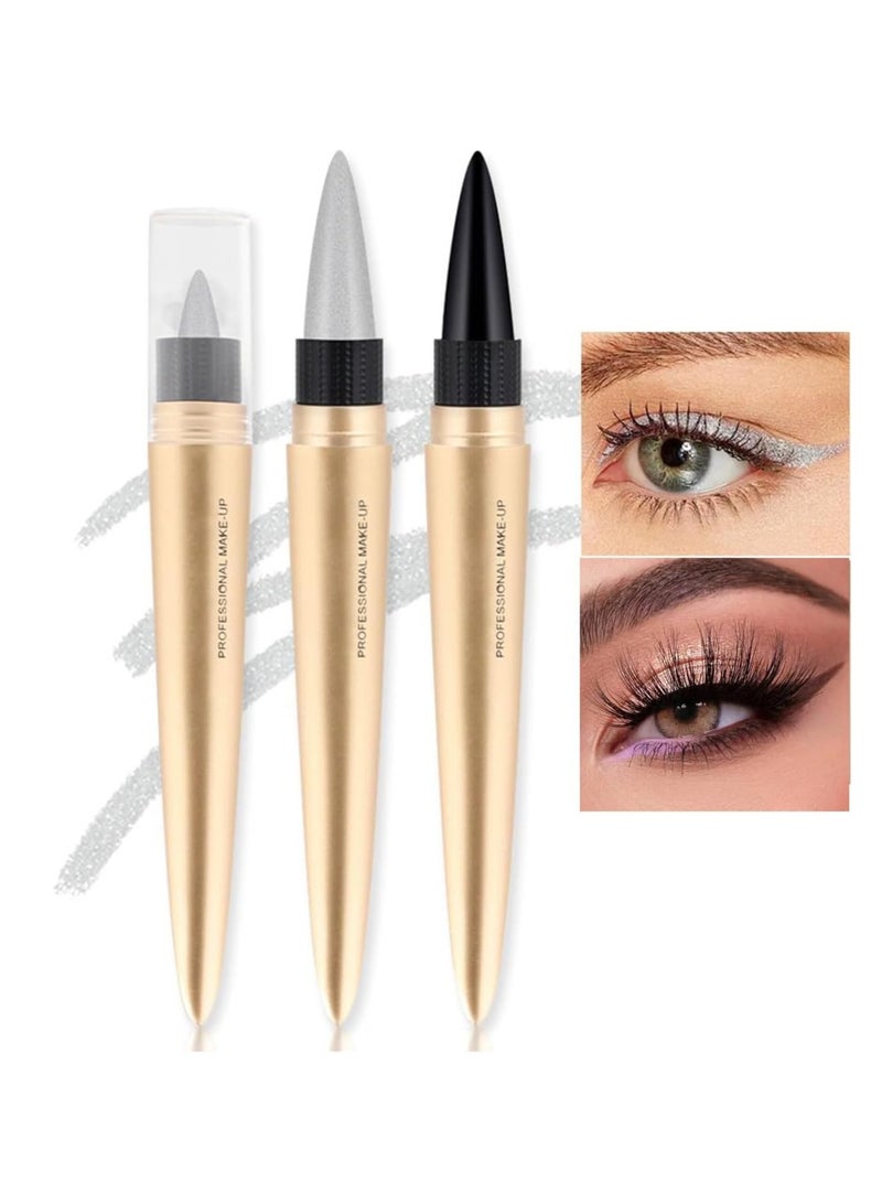 Gel Eyeliner Pen Matte Waterproof Gel Eyeliner Pencil Set in Brown and Silver Easy to Use Eye Makeup Kit Long Lasting Sharpenable Eyeliner Pencil 2Pcs